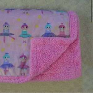 RUNT 1478 Ballerina Dancer Baby Blanket Pink Aqua Blue Purple Yellow Stars Lovey